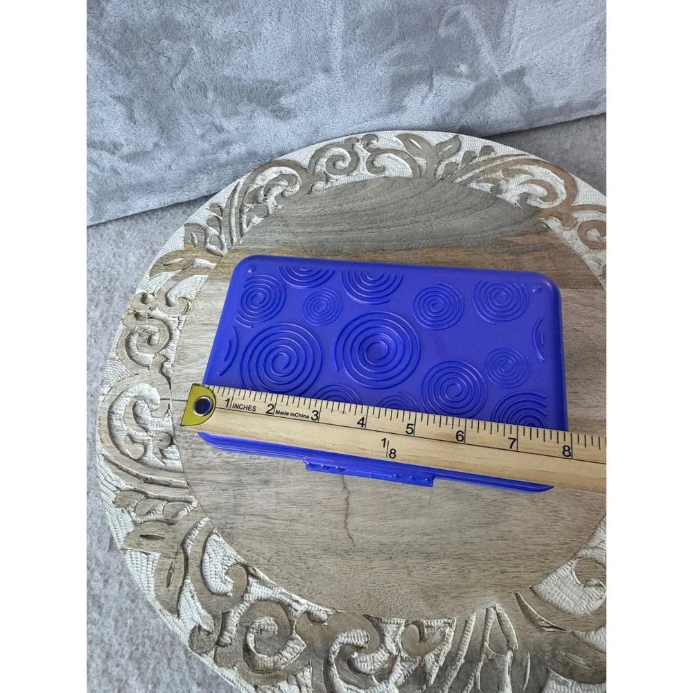 Vintage Spacemaker Purple Swirl Pencil Box Plastic School Supply Case 8x5 USA